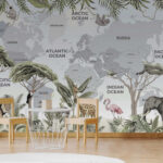 Wall murals Giraffe standing next to a tree