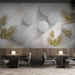 Wall murals White and green floral design