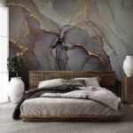 Wall murals Elegant swirls with metallic accents.