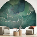 Wall murals Abstract swirling green marble patterns.