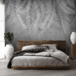 Wall murals Elegant silver palm leaf design.
