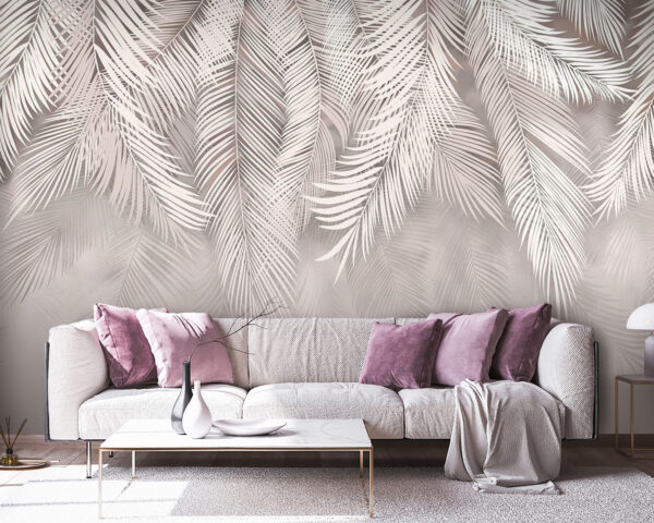 Wall murals Elegant palm leaves on beige background