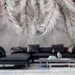 Wall murals Silver palm leaves on soft background.