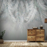 Wall murals Elegant white palm leaves pattern.