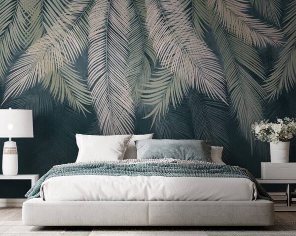 Wall murals Tropical palm leaves pattern background