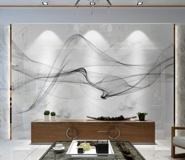 Abstract waves on marble background Wall murals Abstract waves on marble background