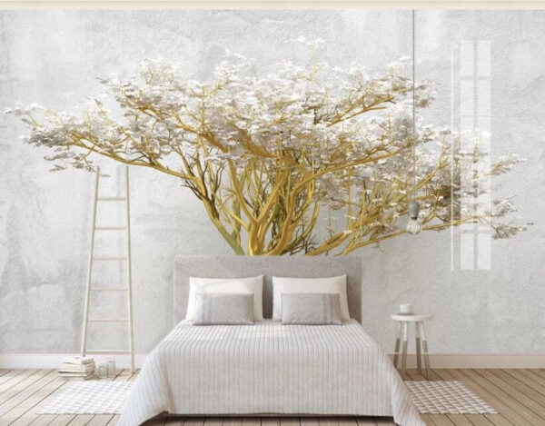 Wall murals Tree with white flowers Wall murals Tree with white flowers