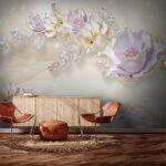 Wall murals Delicate flowers with sparkling accents