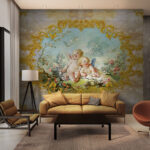 Wall murals Painting of angels and flowers