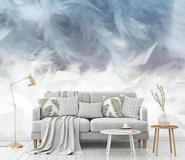 White feathers on a surface Wall murals White feathers on a surface