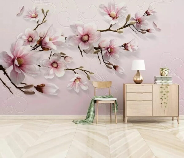 Pink magnolias on elegant branches Wall murals Pink magnolias on elegant branches