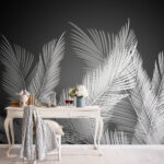 Wall murals White feathers on a black background