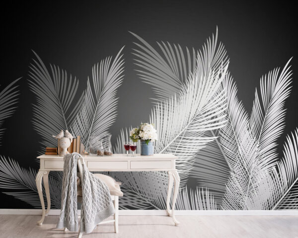 Wall murals White feathers on a black background Wall murals White feathers on a black background