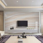 Wall murals Wavy beige and white marble pattern.