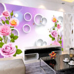 Wall murals Pink roses and butterflies dance joyfully.