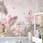 Wall murals Blue and pink butterfly