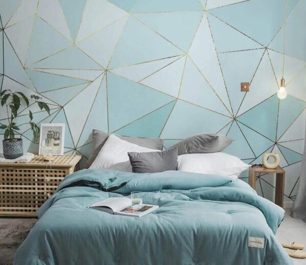 Wall murals Blue and white triangle pattern Wall murals Blue and white triangle pattern