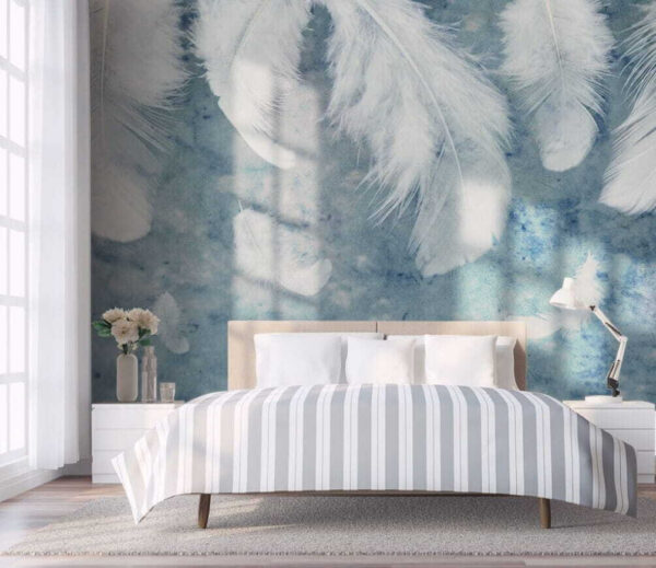 Feathers floating over a soft background Wall murals Feathers floating over a soft background