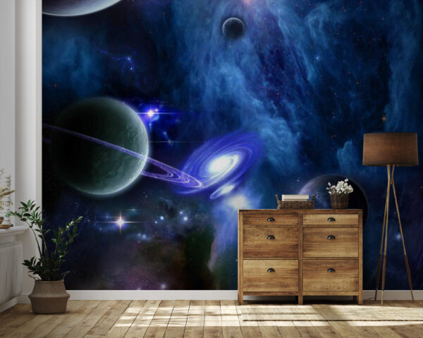 Planet in space with stars Wall murals Planet in space with stars