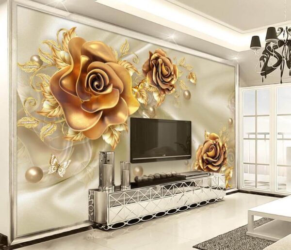 Wall murals Elegant roses amidst delicate butterflies Wall murals Elegant roses amidst delicate butterflies