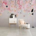 Wall murals Painting of flowers and butterflies