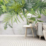 Wall murals Green succulents and leafy branches overhead.