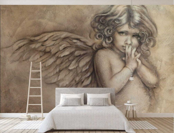 Pensive angel with soft wings Wall murals Pensive angel with soft wings