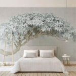 Wall murals Abstract tree with white foliage.