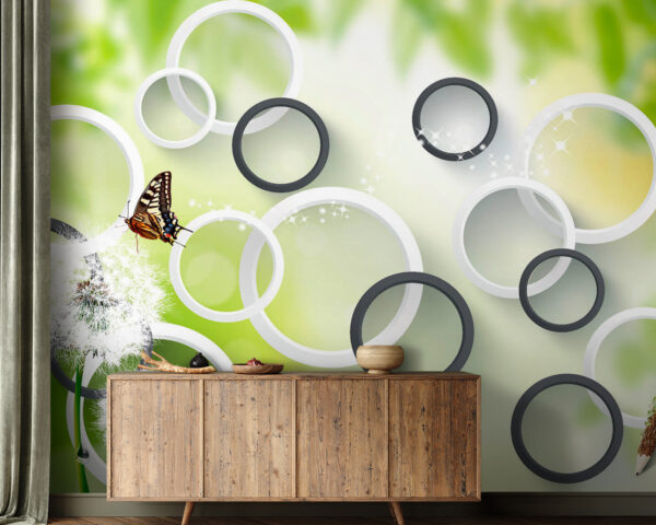 Wall murals Butterfly on a dandelion flower