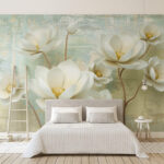 Wall murals Elegant flowers on textured background.