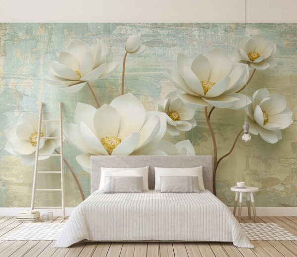Elegant flowers on textured background Wall murals Elegant flowers on textured background