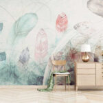 Wall murals Delicate feathers floating in breeze.