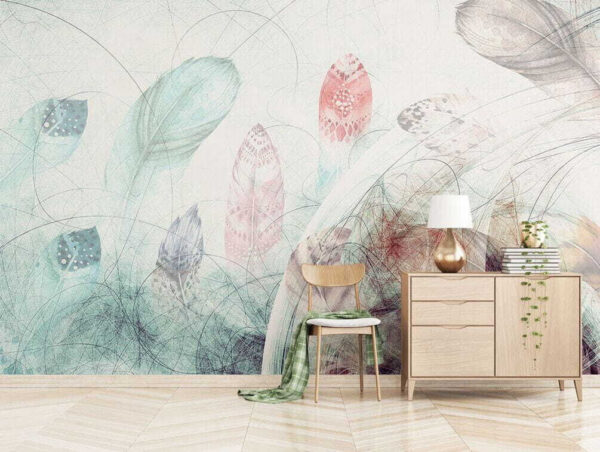 Delicate feathers floating in breeze Wall murals Delicate feathers floating in breeze