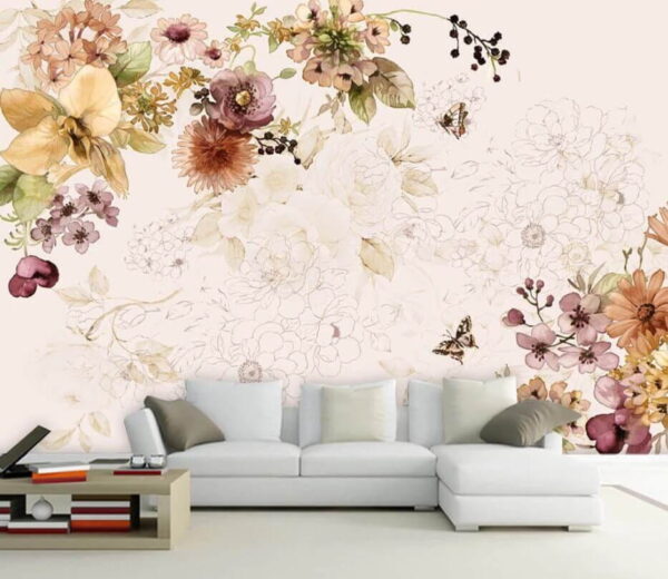 Wall murals Delicate blooms in soft pastel colors Wall murals Delicate blooms in soft pastel colors