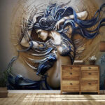 Wall murals Mystical woman in swirling blues