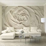 Wall murals Textured cream-colored rose pattern design.
