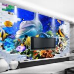 Wall murals Mural of a fish and dolphins