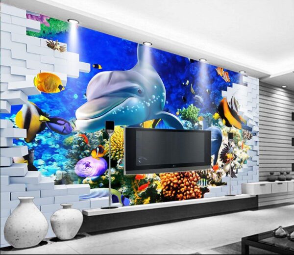 Wall murals Mural of a fish and dolphins Wall murals Mural of a fish and dolphins