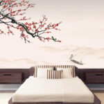 Wall murals Tree branch with red flowers