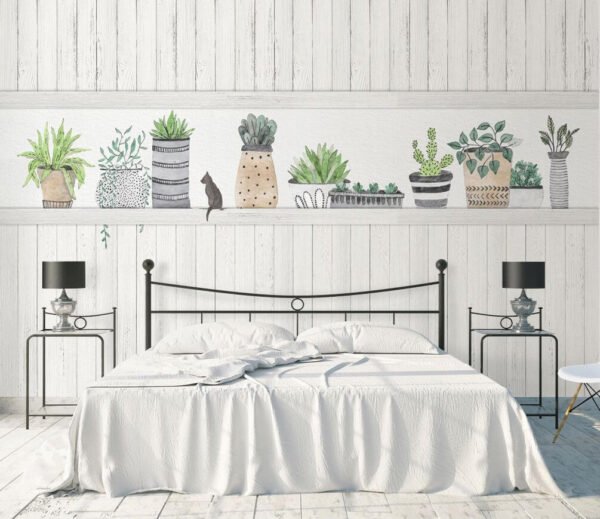 Wall murals Row of potted plants Wall murals Row of potted plants