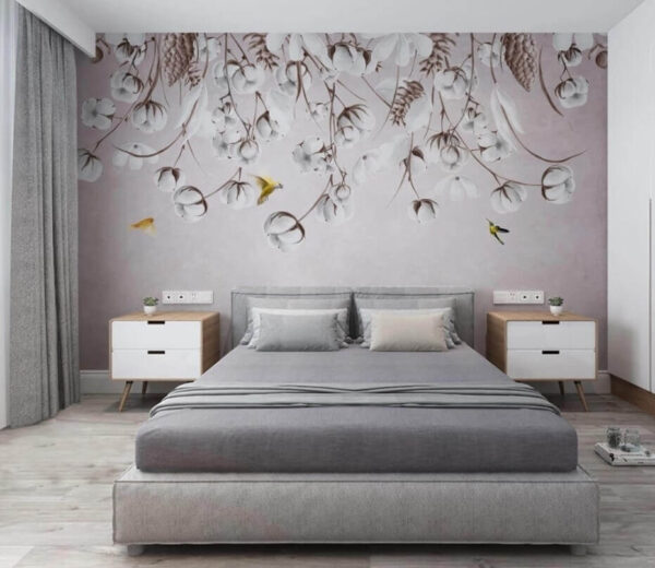 Wall mural Yellow bird flying in the sky