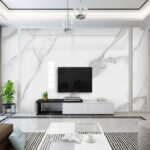 Wall murals White marble surface with black veins
