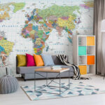 Wall murals Map of australia with black text