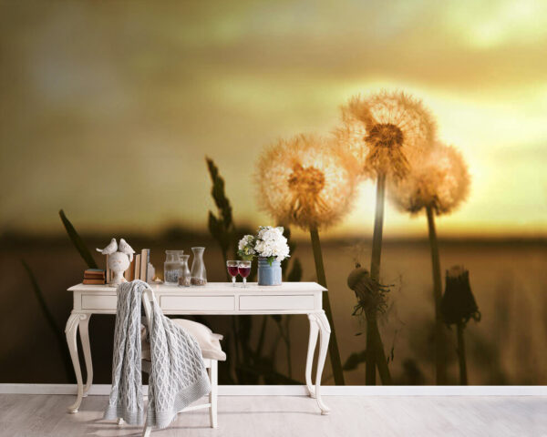 Wall murals Dandelions dancing in the gentle breeze Wall murals Dandelions dancing in the gentle breeze
