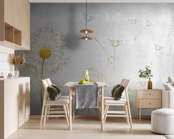 Wall murals Yellow dandelions with seeds Wall murals Yellow dandelions with seeds