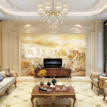 Wall murals Painting of a waterfall and mountains