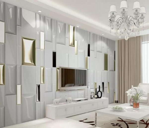 Geometric tiles with reflective finish Wall murals Geometric tiles with reflective finish
