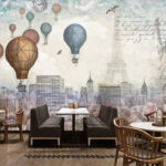 Wall murals Drawing of a hot air balloon
