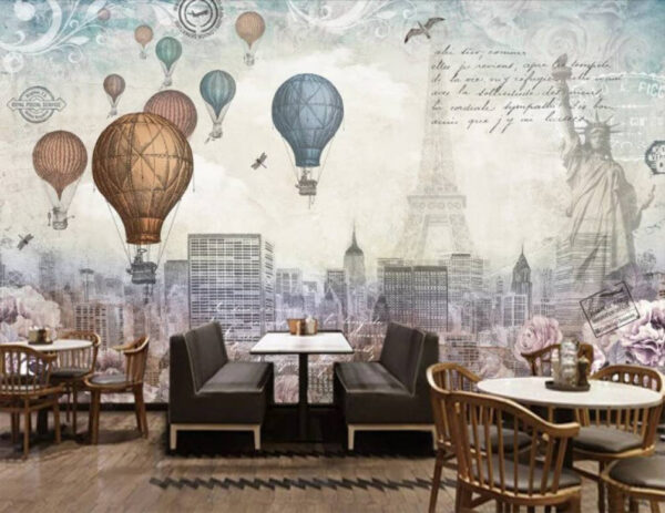 Drawing of a hot air balloon Wall murals Drawing of a hot air balloon