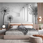 Wall murals Black silhouette of a dandelion